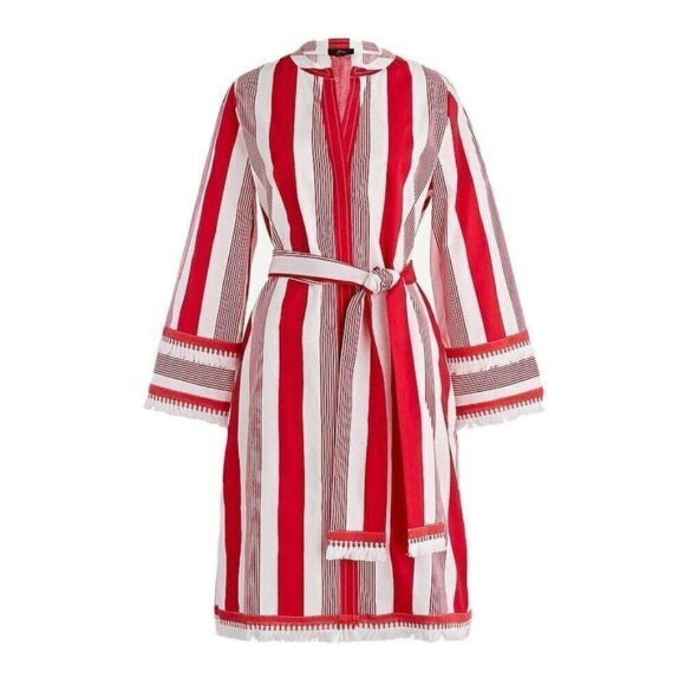 J Crew Belted Cotton Poplin Tunic Stripe Size 10‎